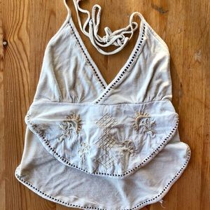 Tie Backless Draped Front Halter Top